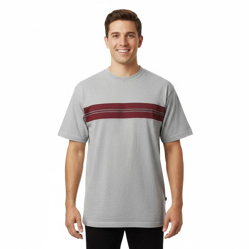 Bleu by Arrow, M, Light Gray, Striped Short Sleeve T-Shirt
